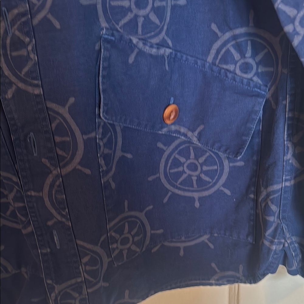 Nautical Blue Jacket With Wheel Pattern - image 3